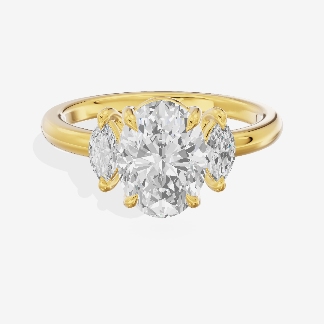 Classic Sincere Three Stone Oval Engagement Ring (1/3 ct. tw.) in 14K Yellow Gold