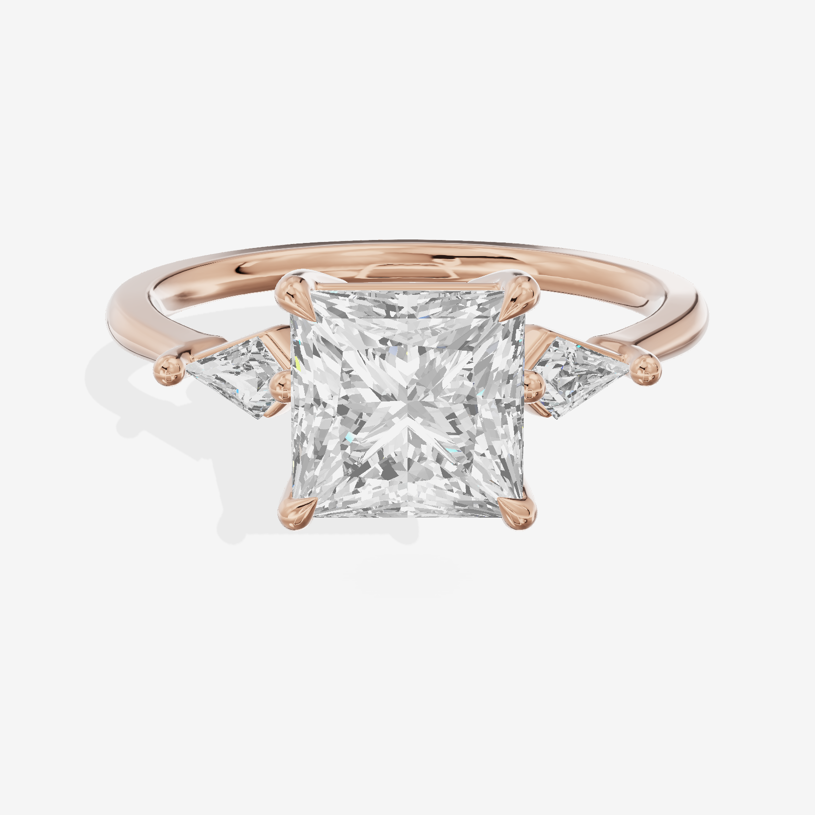 Whispered Triade Princess Three Stone Engagement Ring (1/10 ct. tw.) in 18K Rose Gold