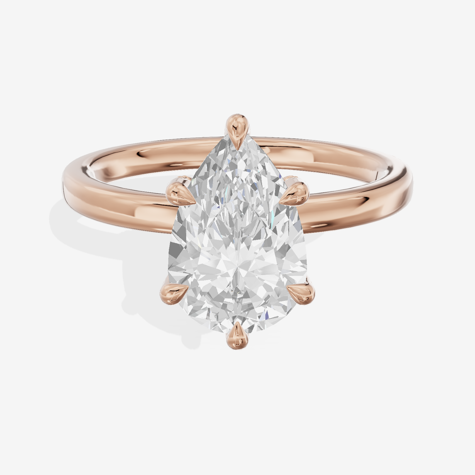 Selenia Basket Split Shank Pear Engagement Ring with Side Stones (1/8 ct. tw.) in 18K Rose Gold