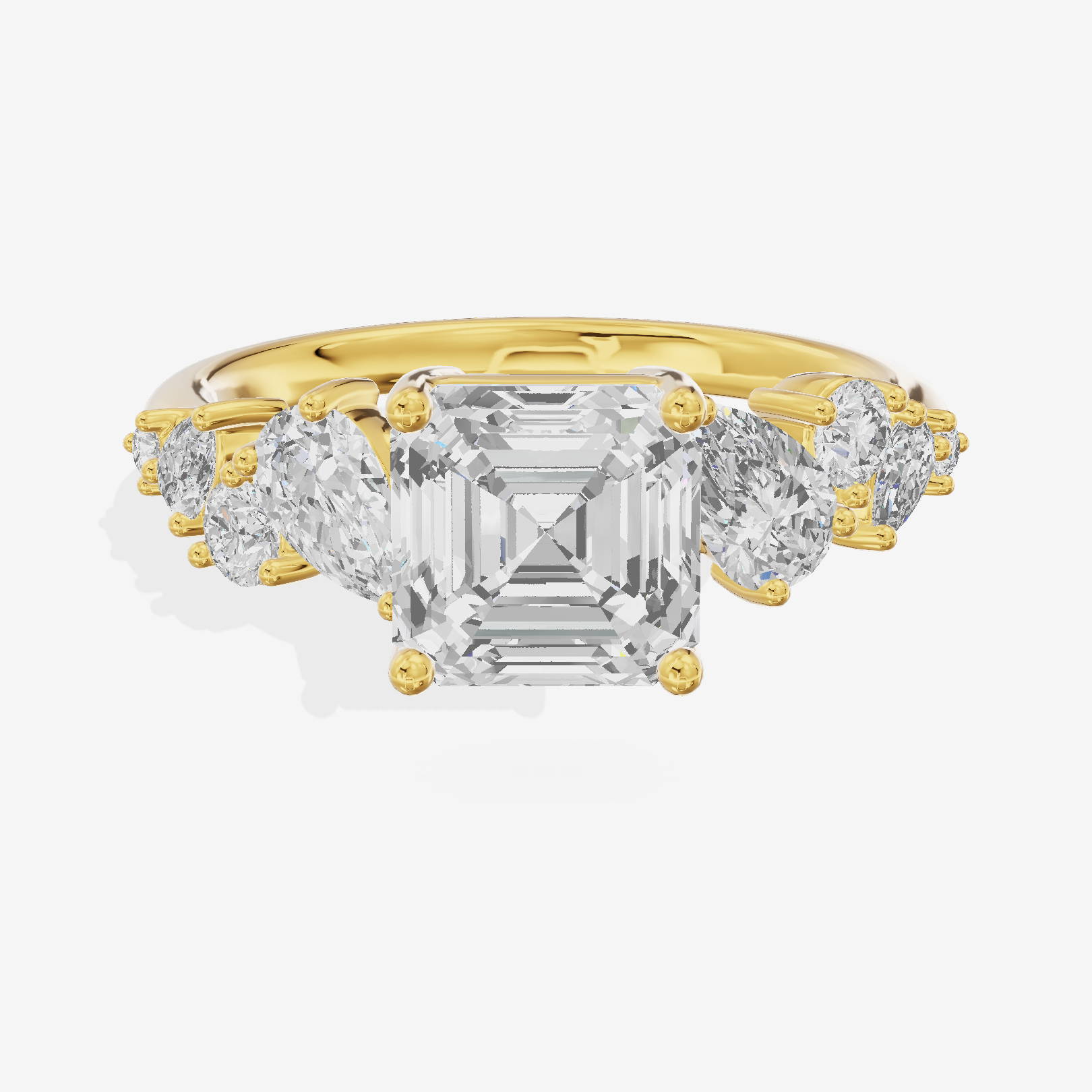 Selenia Cathedral 1.5mm Asscher Solitaire Engagement Ring in 14K Yellow Gold