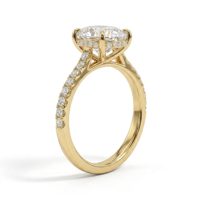 Hidden Halo Pavé Oval Engagement Ring (3.77 ct. tw.) in 14K Yellow Gold