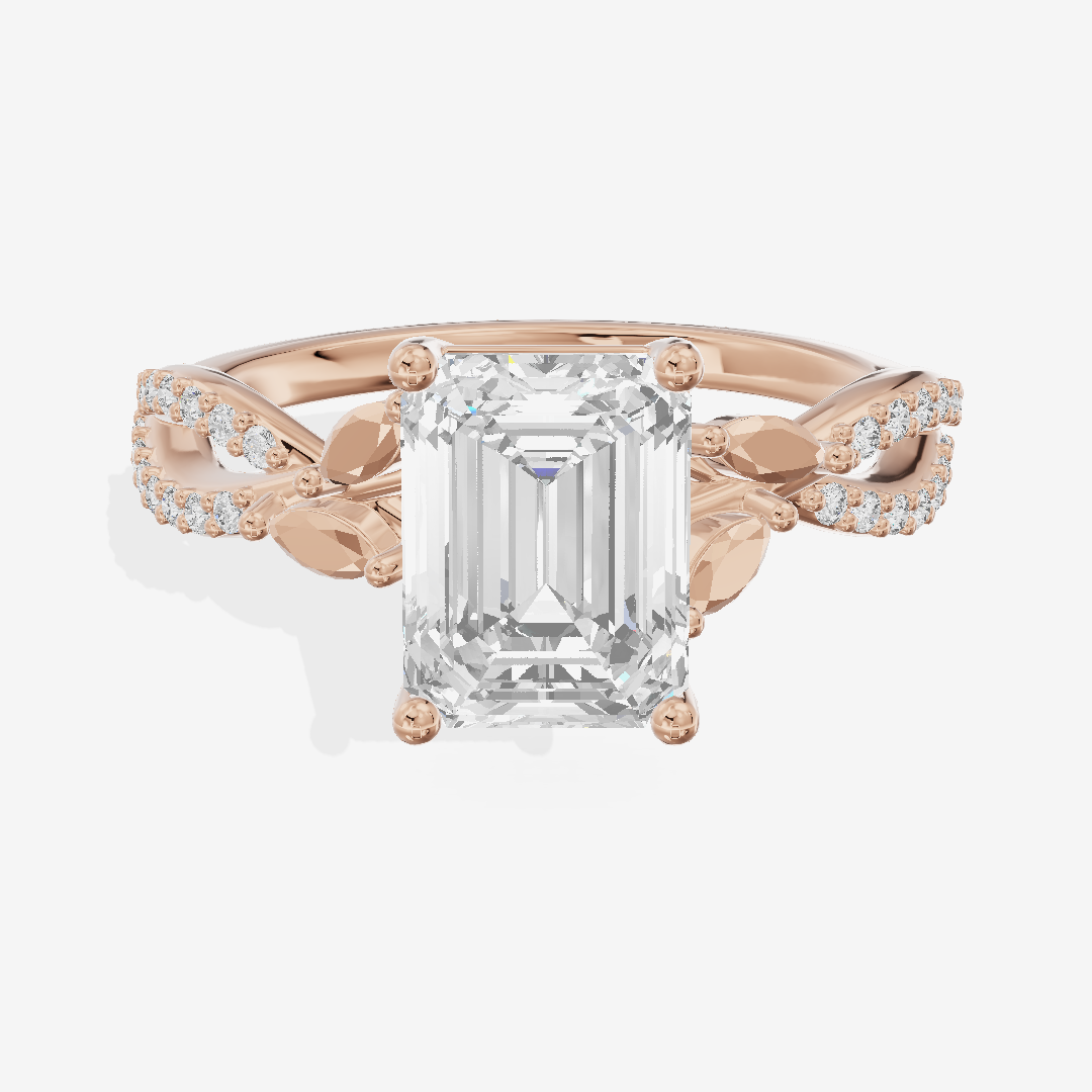 Luxe Domeline 1.5mm Emerald Solitaire Engagement Ring (1/8 ct. tw.) in 18K Rose Gold