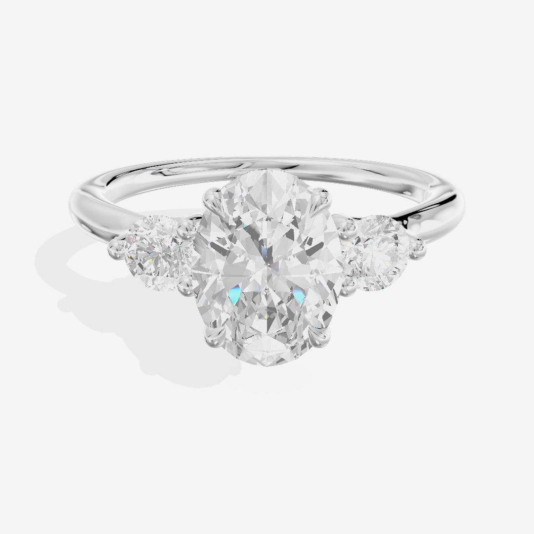 Eternal Vowsae Three Stone Oval Engagement Ring (1/3 ct. tw.) in 18K White Gold