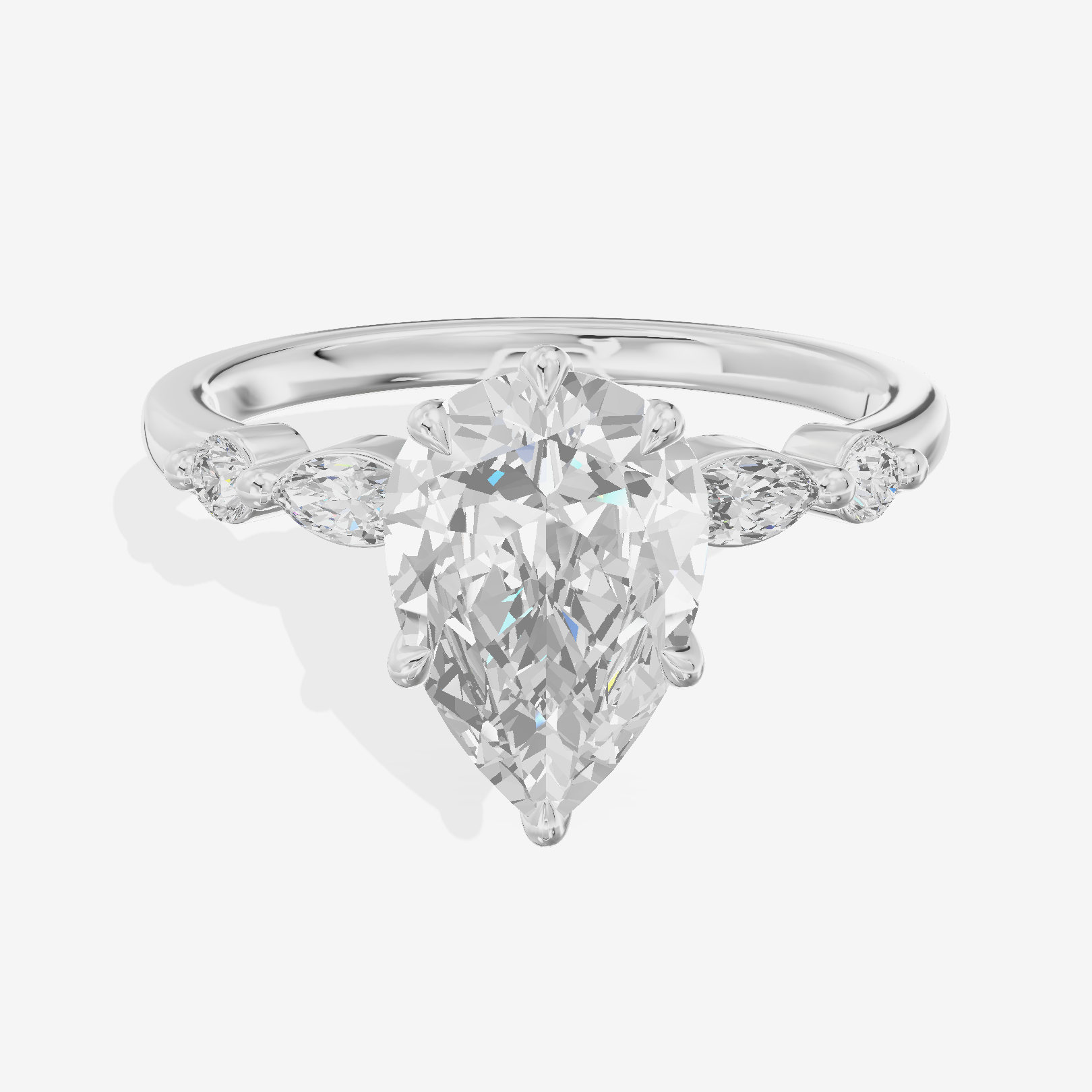 Petite Cherubine Pear Engagement Ring with Side Stones (1/3 ct. tw.) in Platinum