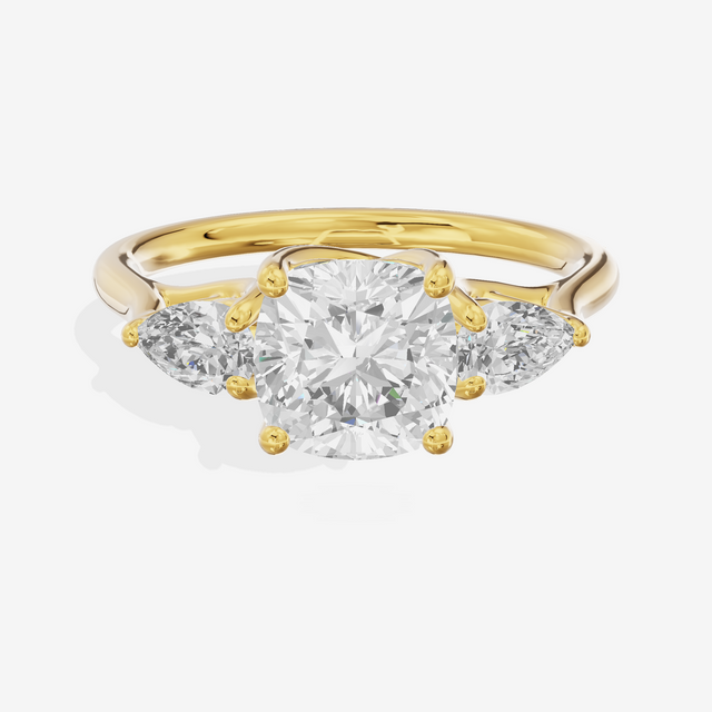 Grand Vowsae Three Stone Cushion Engagement Ring (2/5 ct. tw.) in 14K Yellow Gold