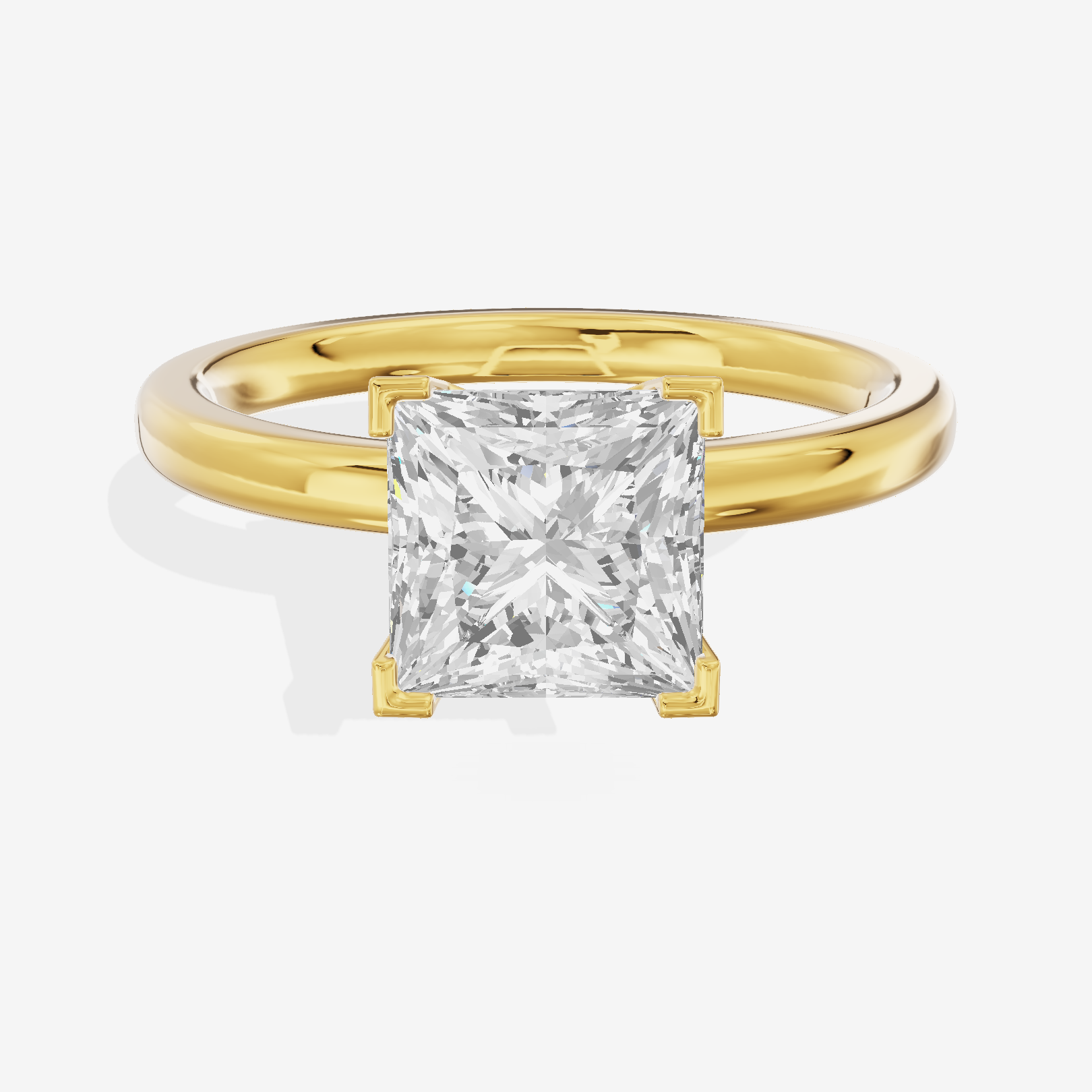 Sincere 2mm Princess Solitaire Engagement Ring in 14K Yellow Gold