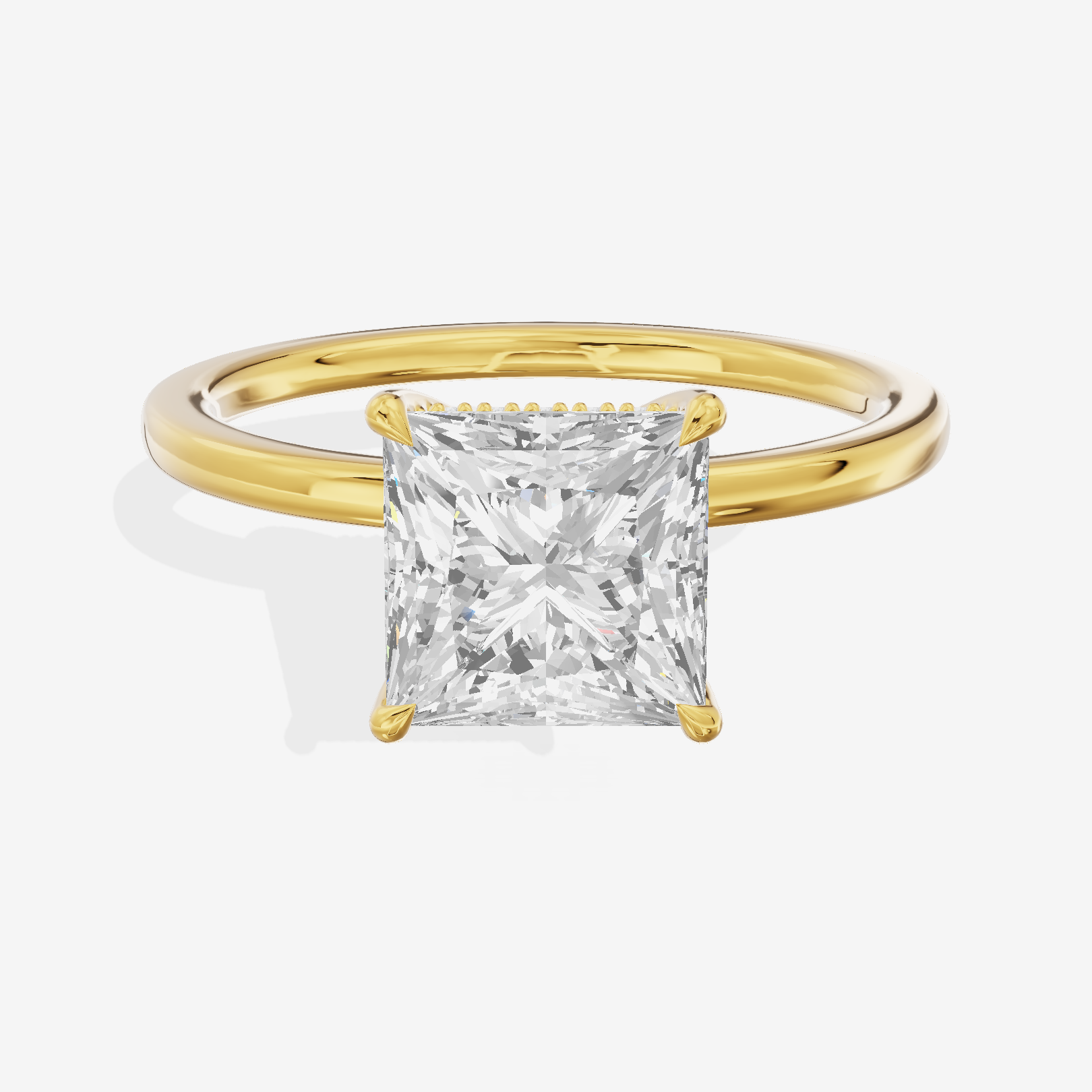 Grand Cherubine Princess Engagement Ring with Side Stones (1/4 ct. tw.) in 18K Yellow Gold