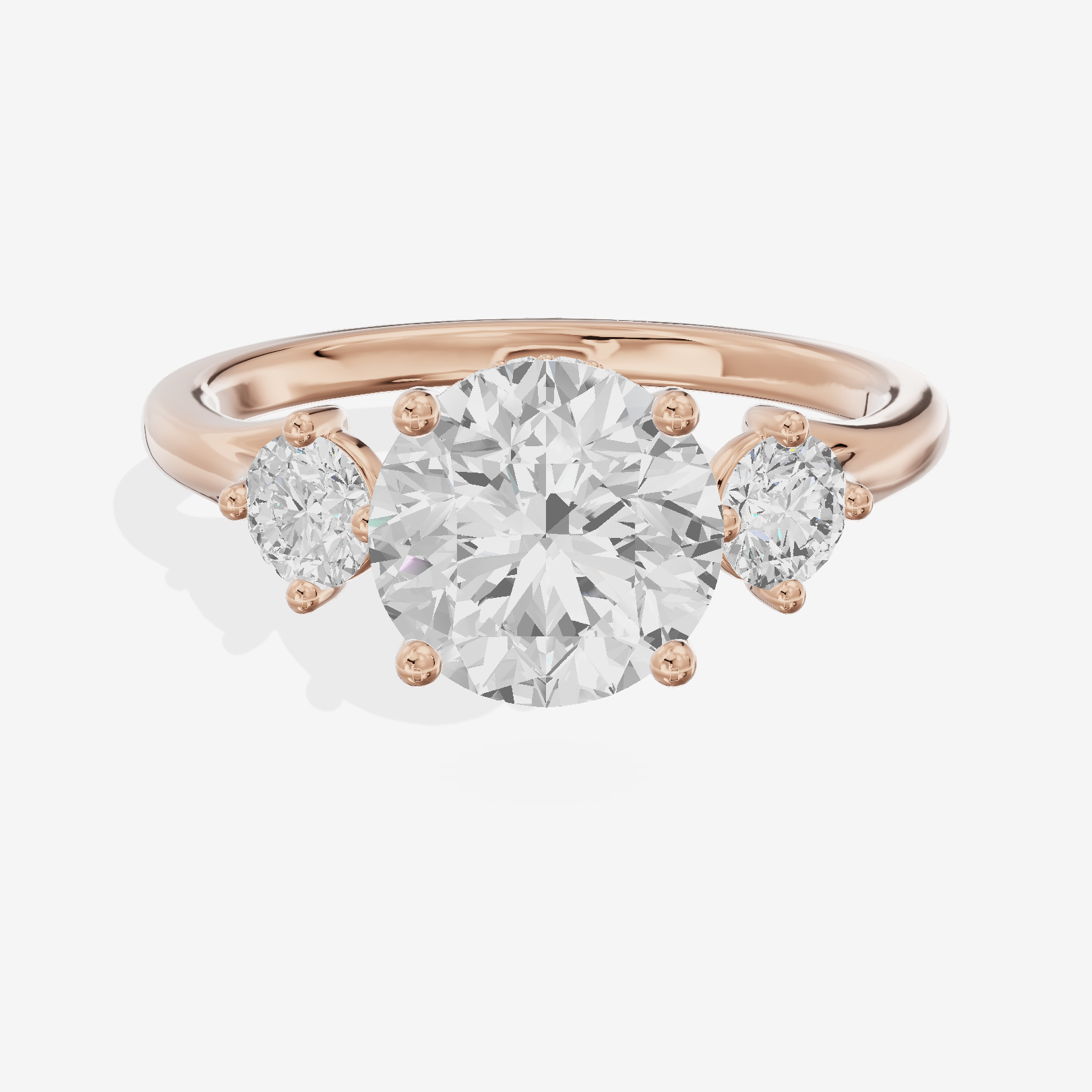 Luxe Solea Three Stone Round Engagement Ring (1/3 ct. tw.) in 14K Rose Gold