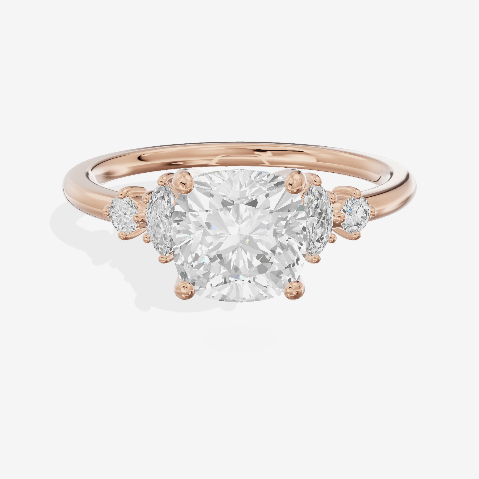 Hallowed Halcyon Cushion Engagement Ring with Side Stones (1/6 ct. tw.) in 14K Rose Gold