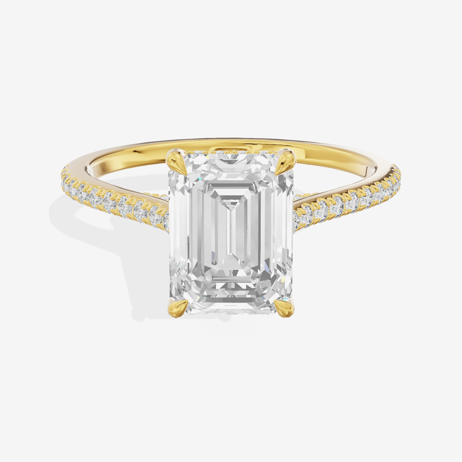 Grand Tender Emerald Engagement Ring with Side Stones (1/8 ct. tw.) in 14K Yellow Gold