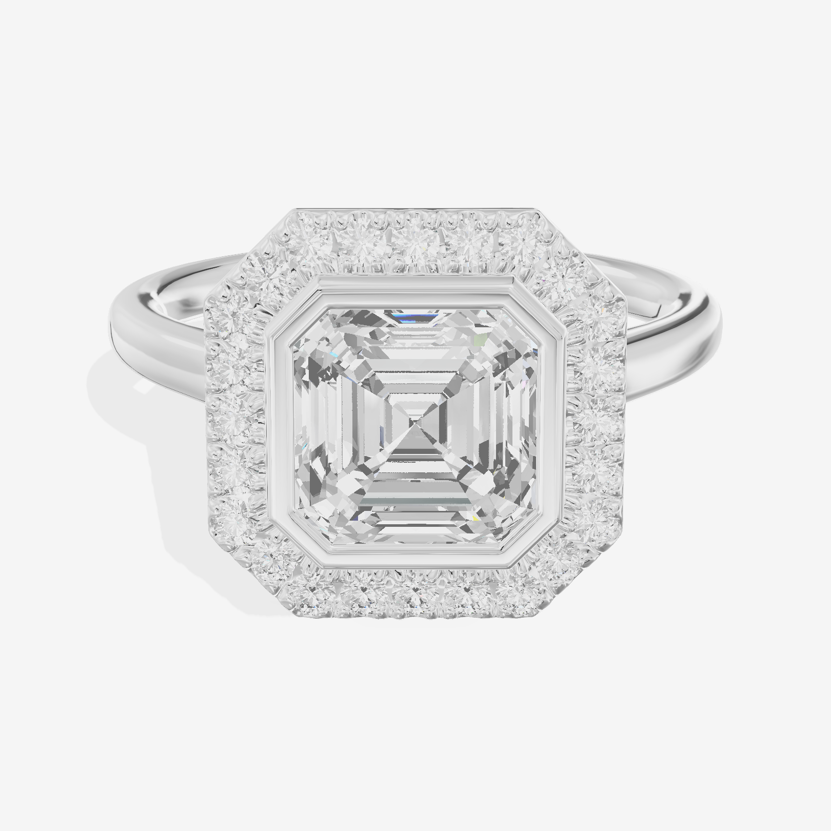 Trellise Halo Asscher Engagement Ring (1/4 ct. tw.) in Platinum