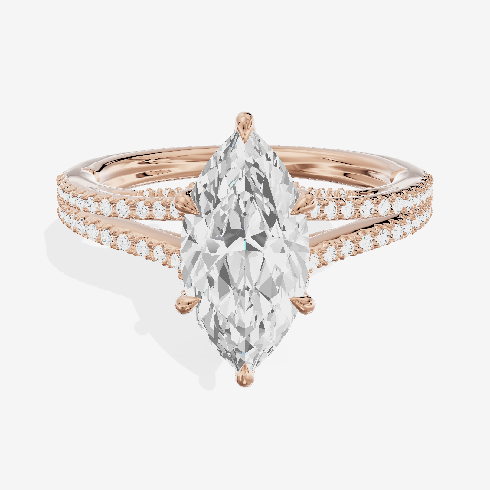 Aimora Cathedral 2mm Marquise Solitaire Engagement Ring (1/3 ct. tw.) in 18K Rose Gold