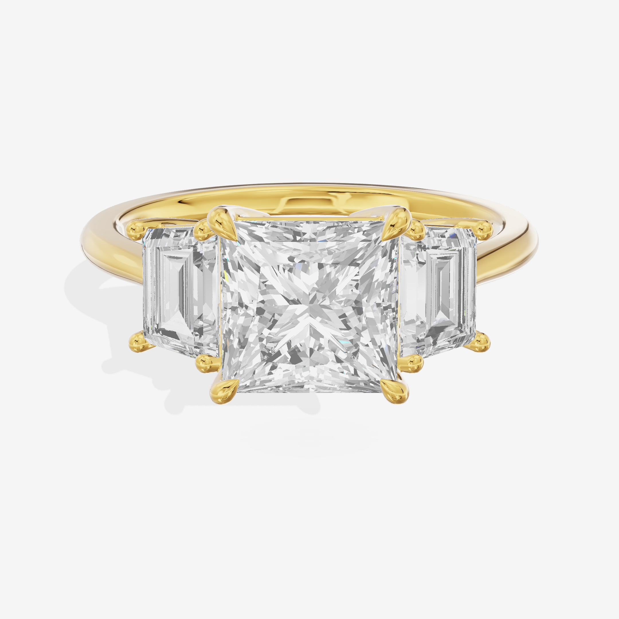 Luxe Promezza Three Stone Princess Engagement Ring (3/5 ct. tw.) in 18K Yellow Gold