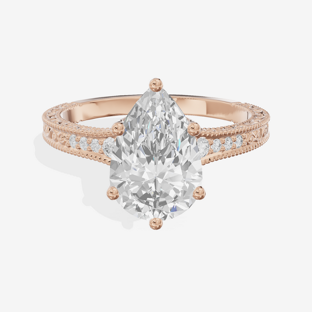 Vintage Sincere Pear Engagement Ring (1/10 ct. tw.) in 18K Rose Gold