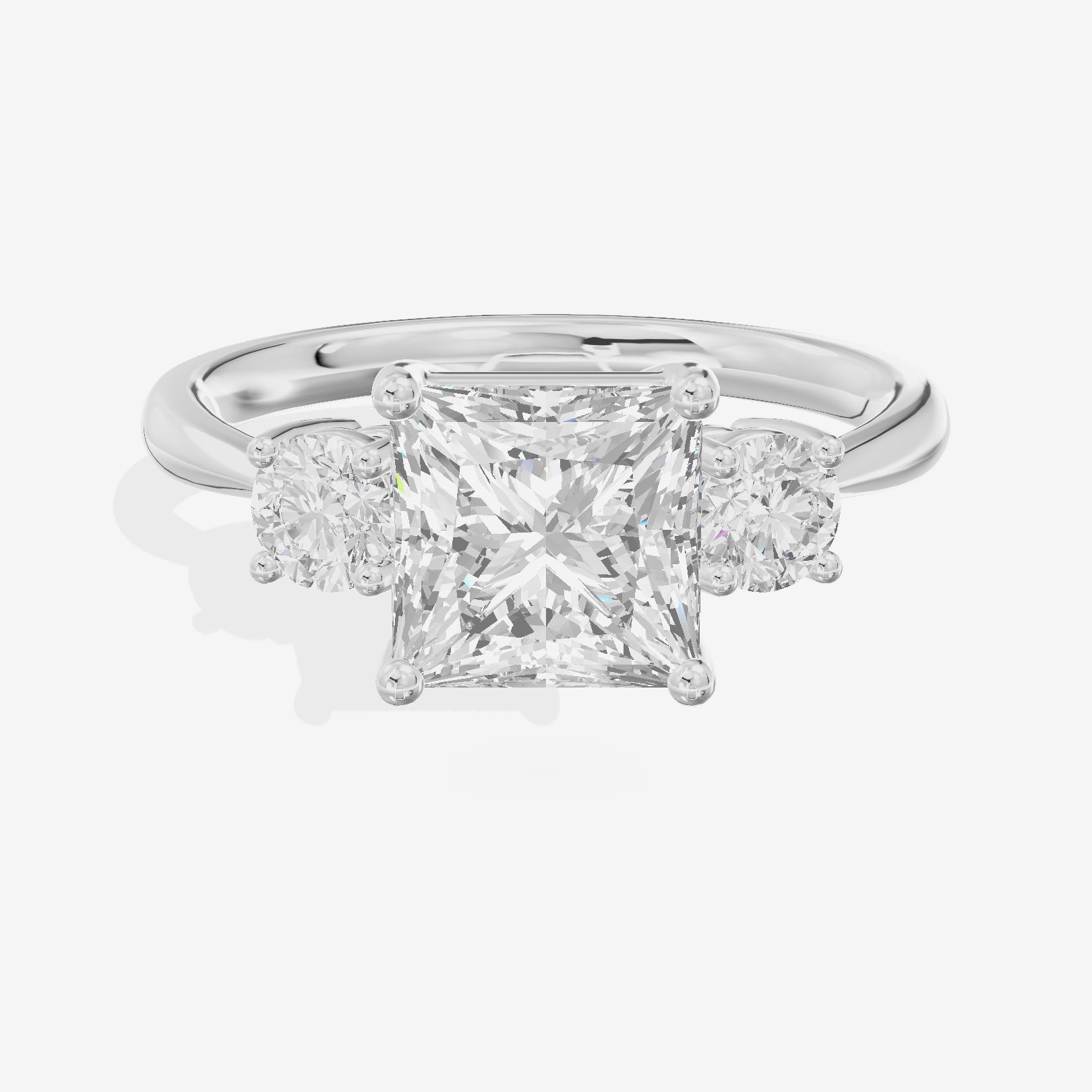 Petite Liviana 2mm Princess Three Stone Engagement Ring (1/2 ct. tw.) in Platinum