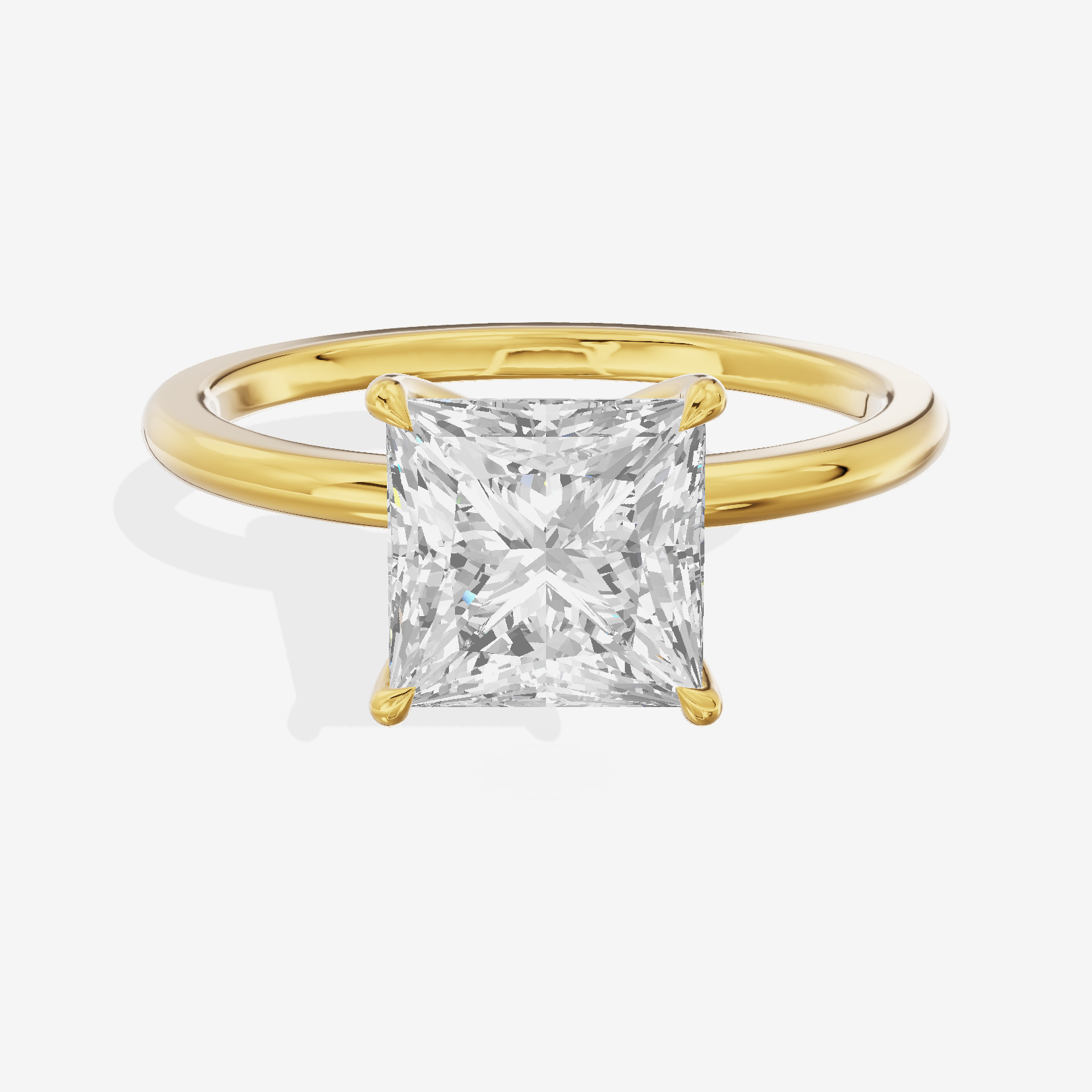 Lustrous Repose 1.5mm Princess Comfort Fit Engagement Ring in 14K Yellow Gold