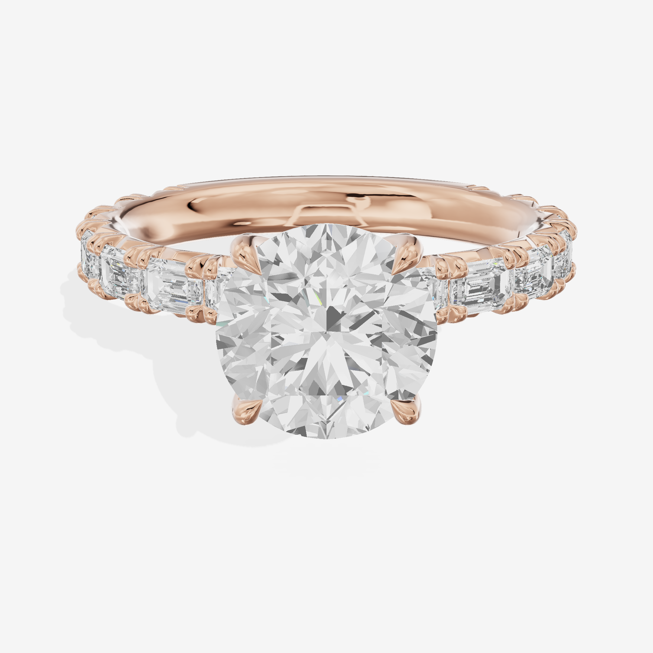Luxe Aurea Round Engagement Ring with Side Stones (3/8 ct. tw.) in 18K Rose Gold