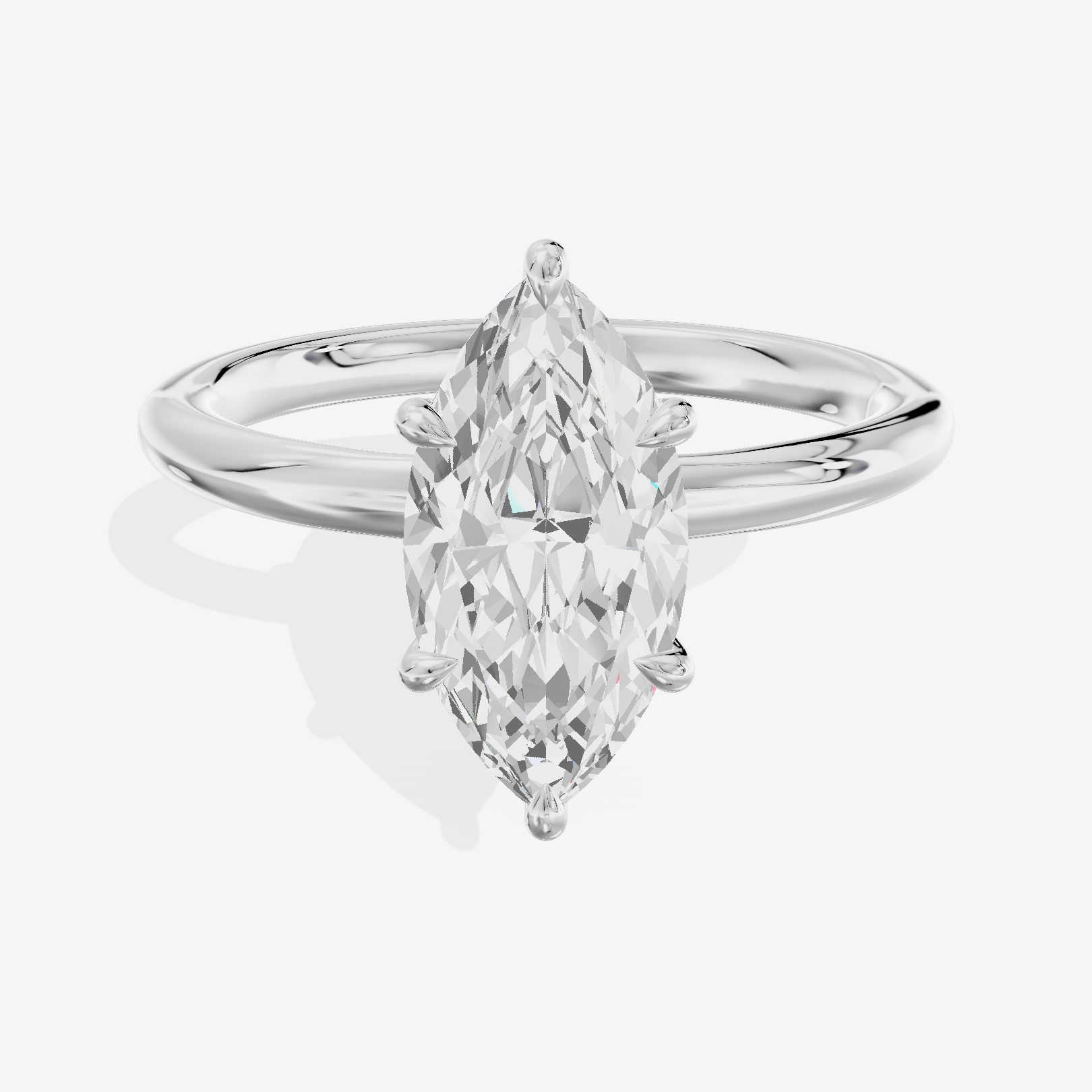 Adorae Solitaire 2mm Marquise Engagement Ring in 18K White Gold