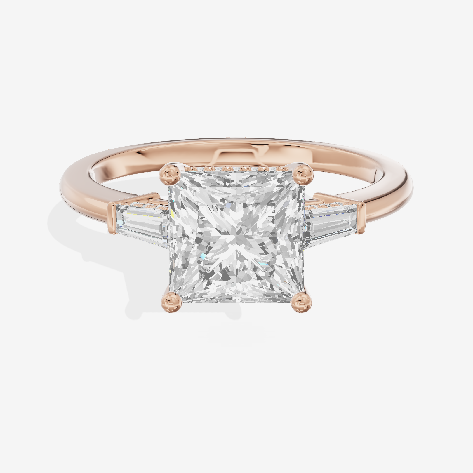 Promezza Hidden Halo Princess Engagement Ring (1/20 ct. tw.) in 18K Rose Gold