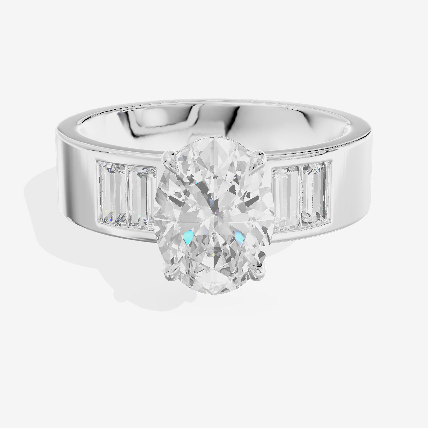Grand Sincere Oval Engagement Ring with Side Stones (3/5 ct. tw.) in 18K White Gold