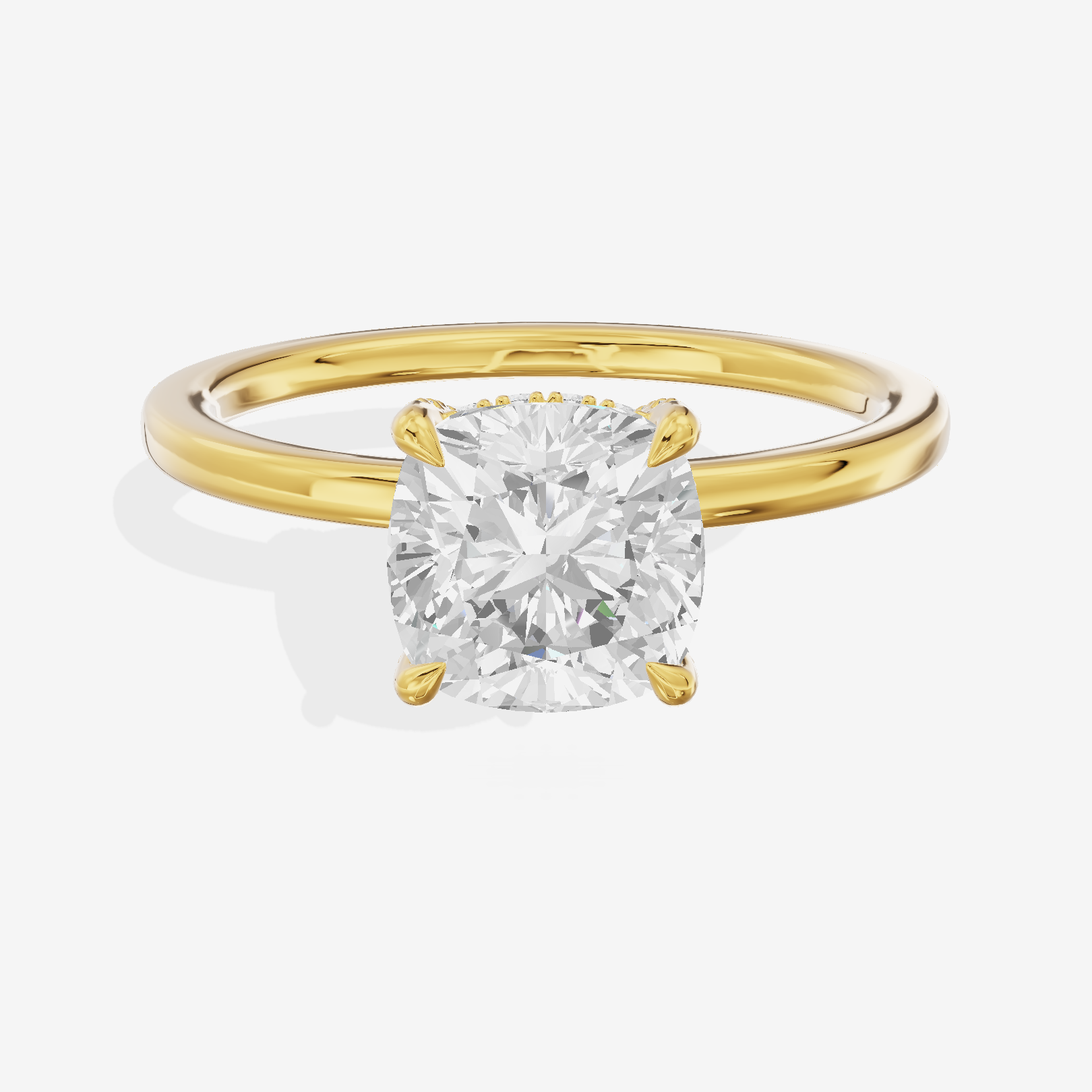 Lustrous Linger Cushion Engagement Ring with Side Stones (1/10 ct. tw.) in 18K Yellow Gold