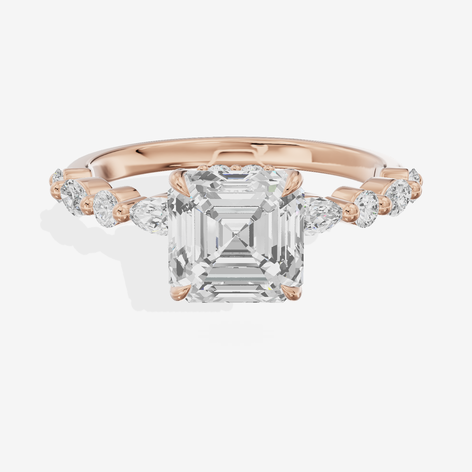 Twine Hidden Halo Asscher Engagement Ring (1/20 ct. tw.) in 18K Rose Gold