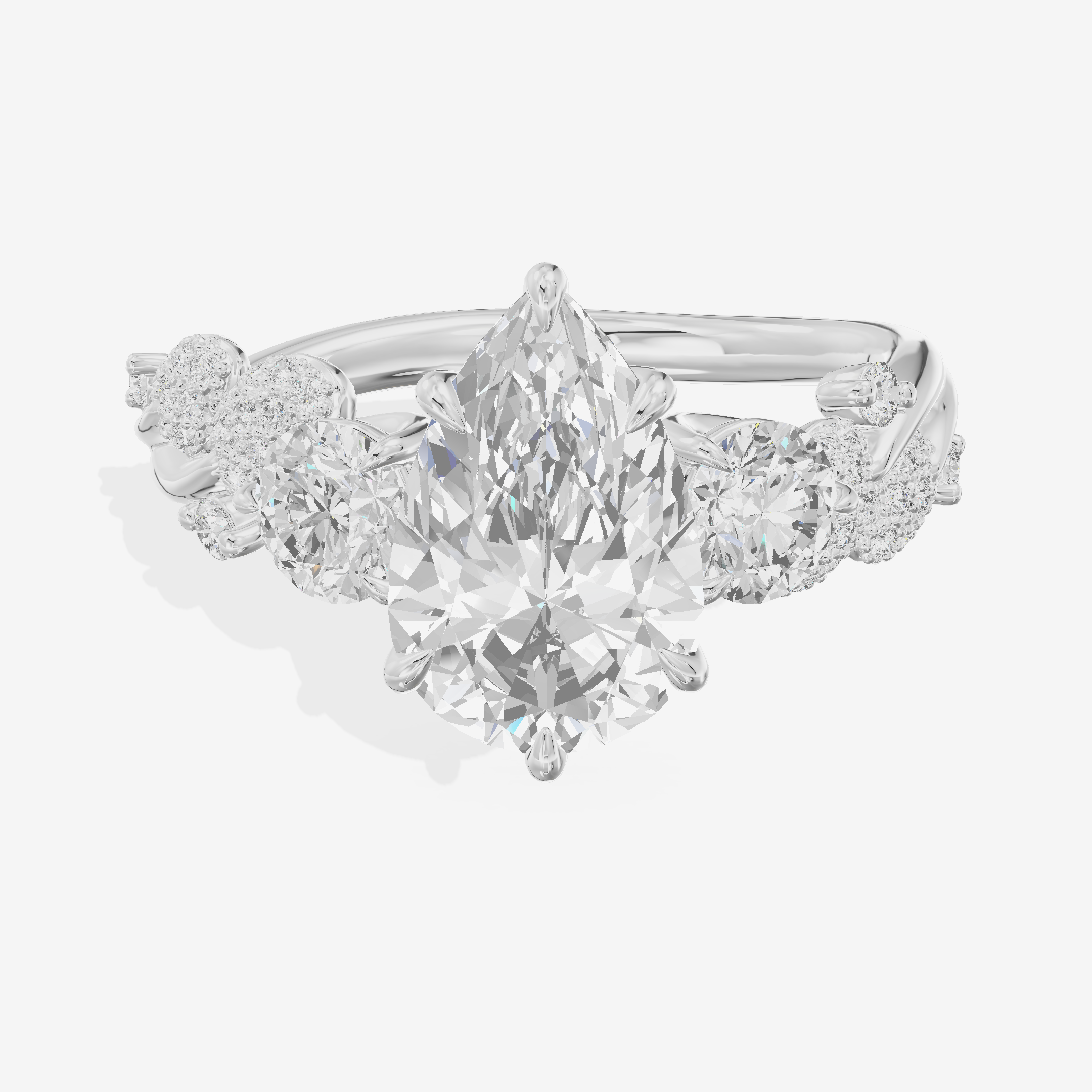 Modern Coeurine Three Stone Pear Engagement Ring (1/2 ct. tw.) in 18K White Gold