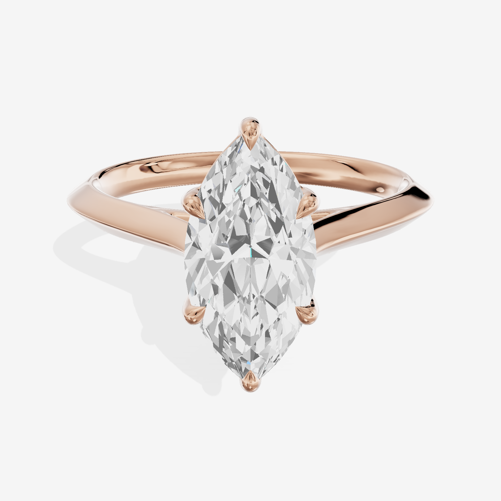 Belovae Solitaire 2mm Marquise Engagement Ring in 14K Rose Gold