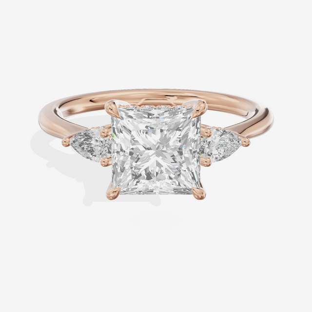 Petite Vowsae Three Stone Princess Engagement Ring (1/4 ct. tw.) in 14K Rose Gold