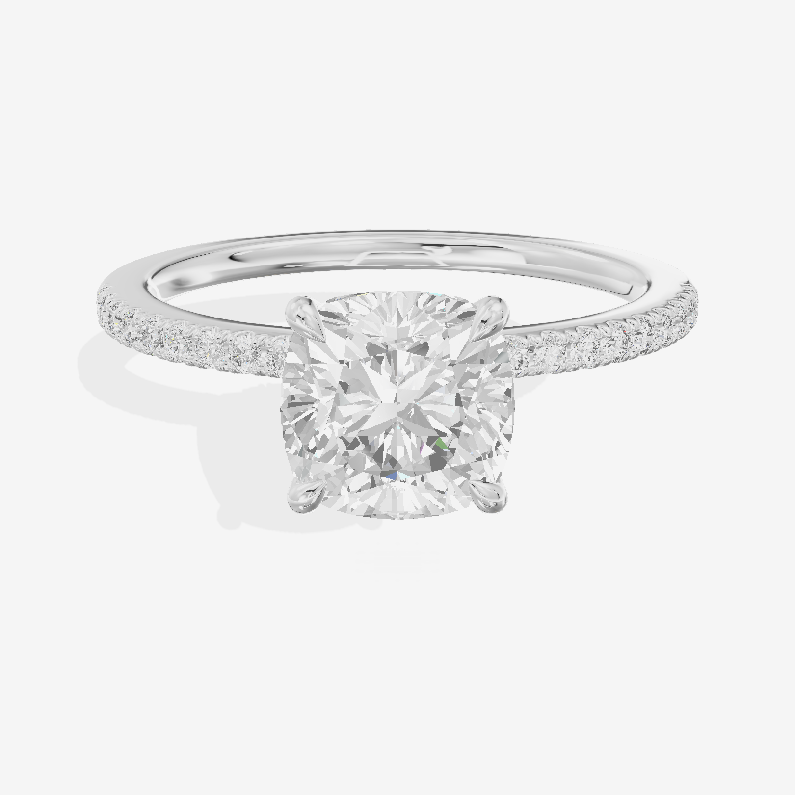 Grand Mirelle Cushion Hidden Halo Engagement Ring (1/5 ct. tw.) in Platinum