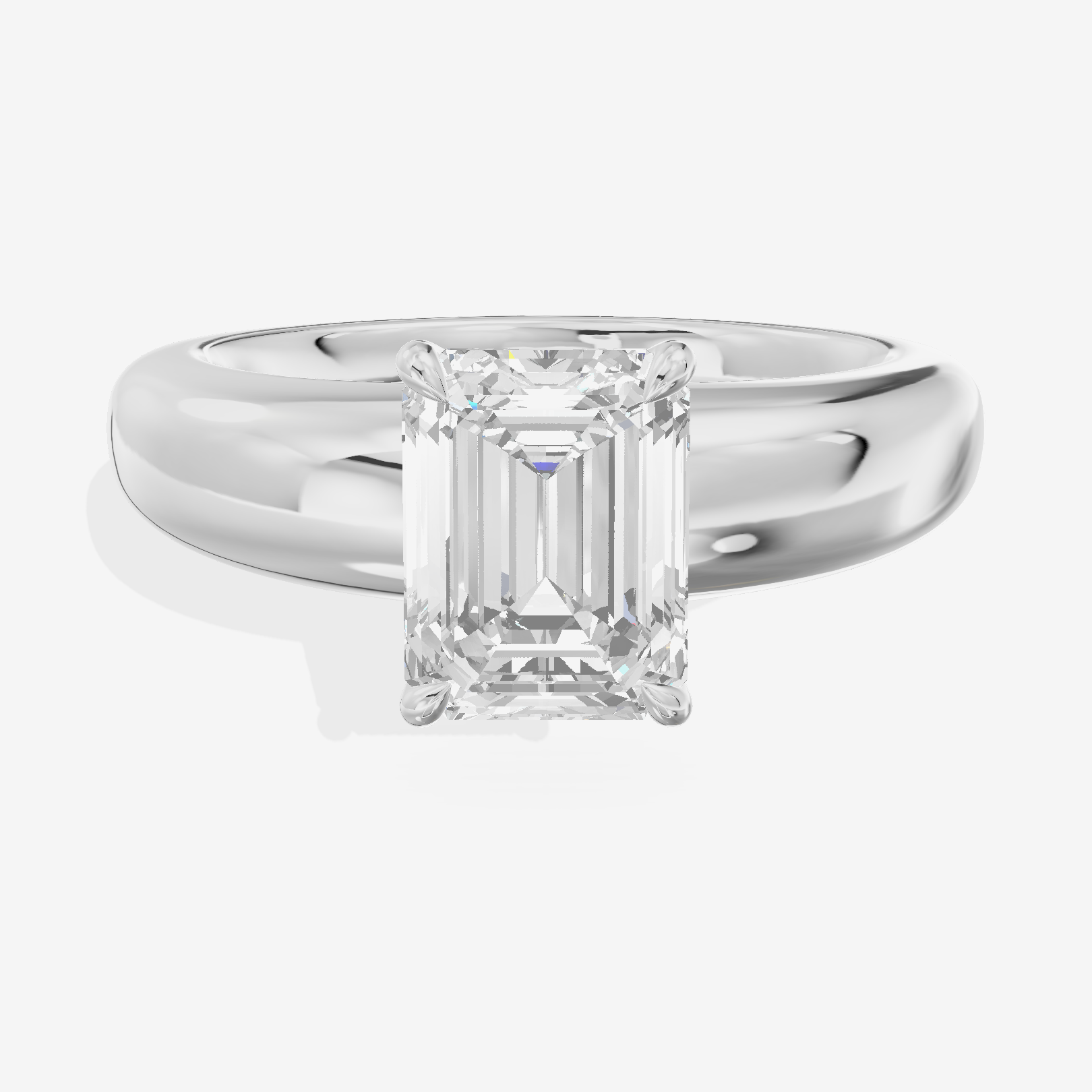 Whispered Adorae 5mm Emerald Solitaire Engagement Ring in 18K White Gold