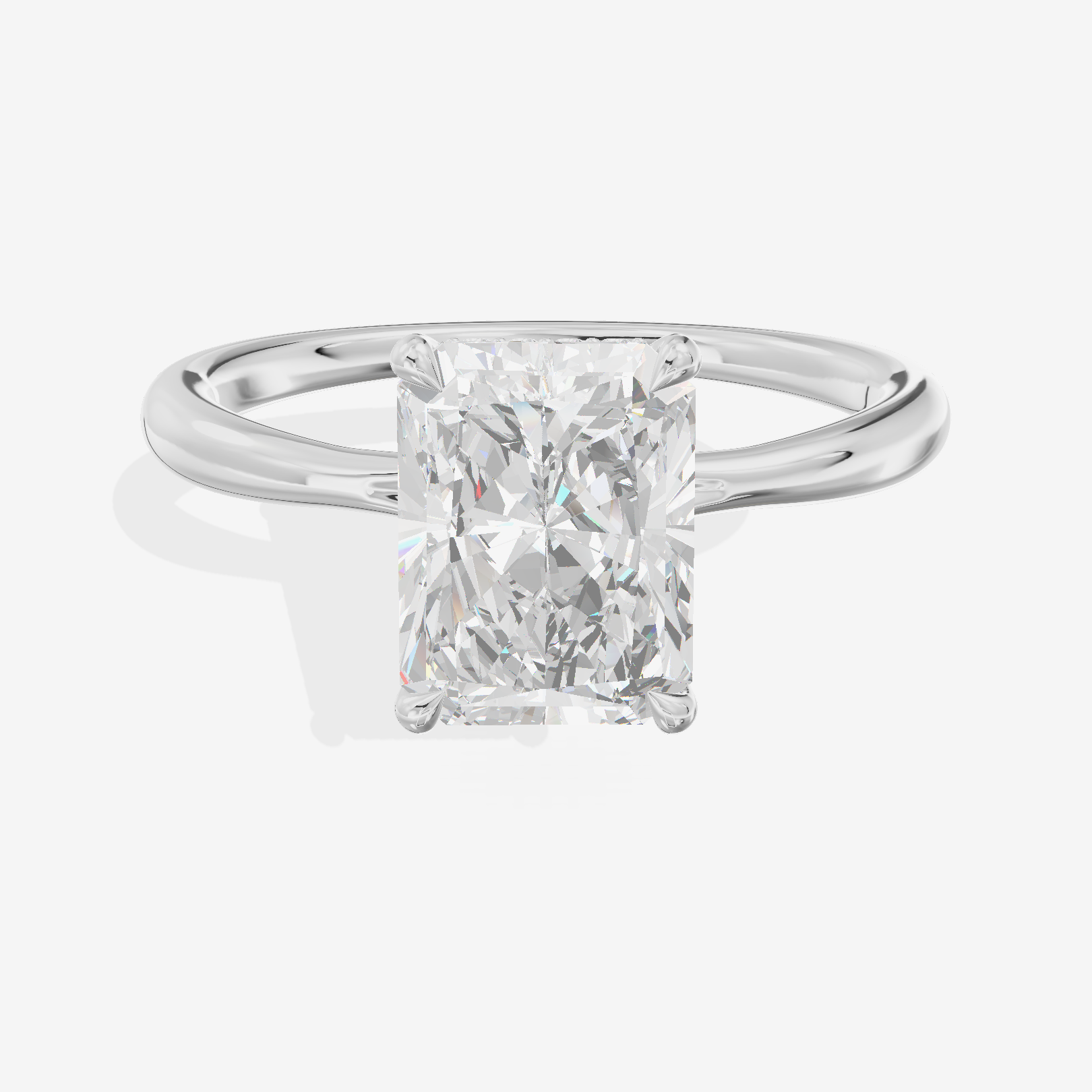 Adorae Radiant Hidden Halo Engagement Ring (1/20 ct. tw.) in Platinum