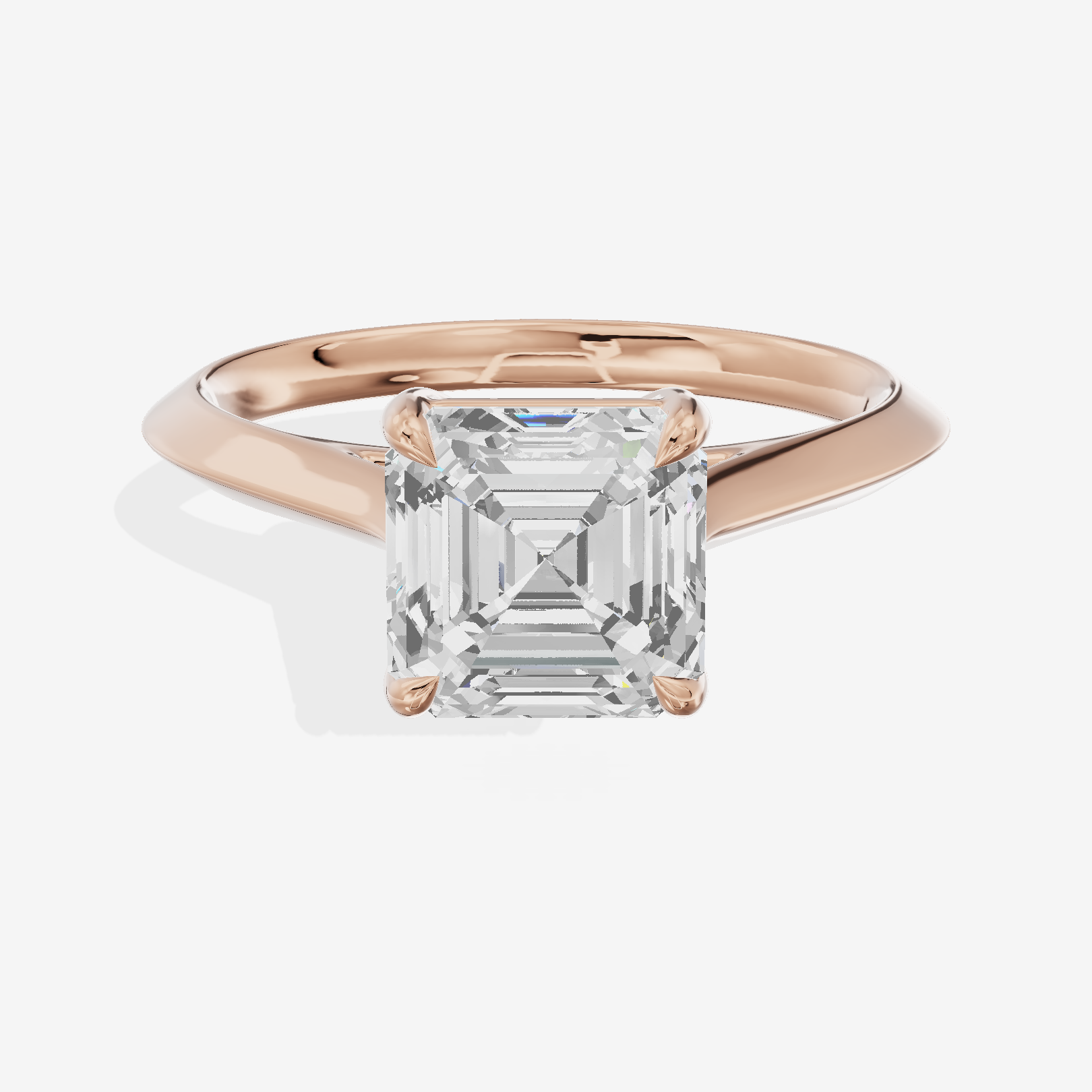 Belovae Solitaire 2mm Asscher Engagement Ring in 14K Rose Gold