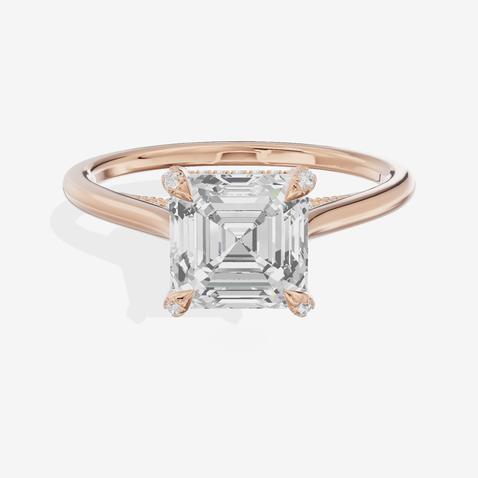 Grand Vowsae Asscher Engagement Ring with Side Stones (1/5 ct. tw.) in 18K Rose Gold