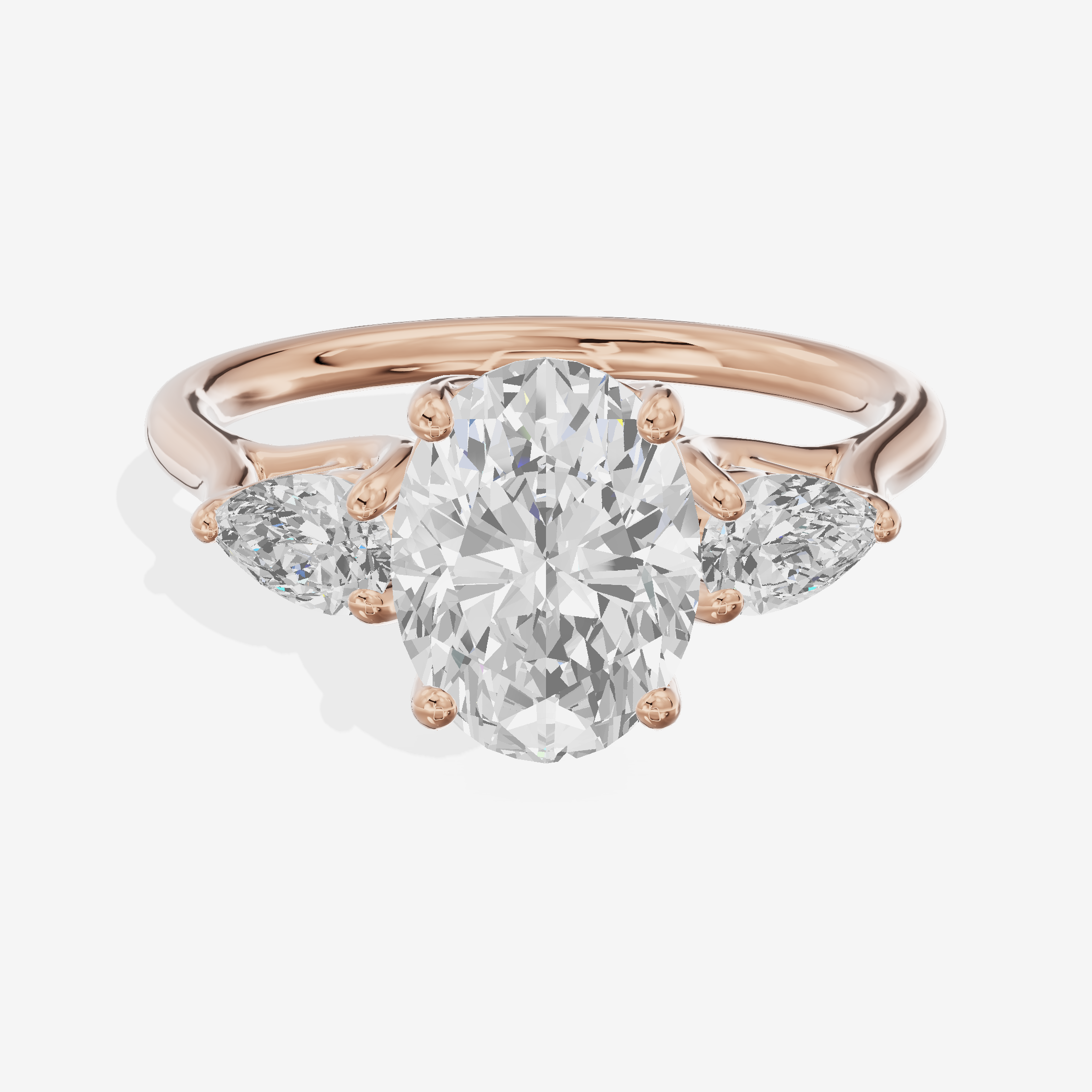 Grand Vowsae Three Stone Oval Engagement Ring (2/5 ct. tw.) in 18K Rose Gold