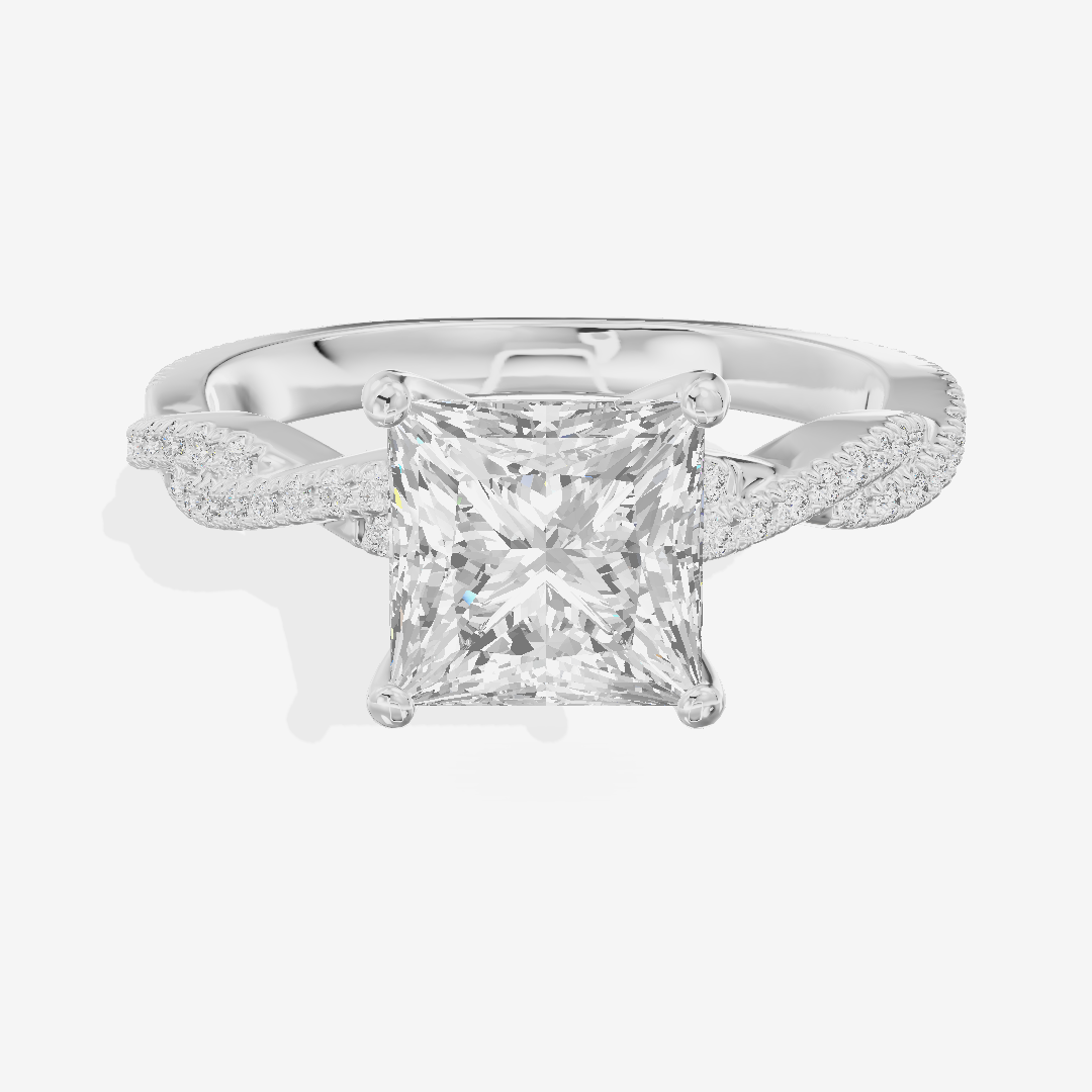 Petite Lightwoven Princess Pavé Engagement Ring (1/4 ct. tw.) in 18K White Gold