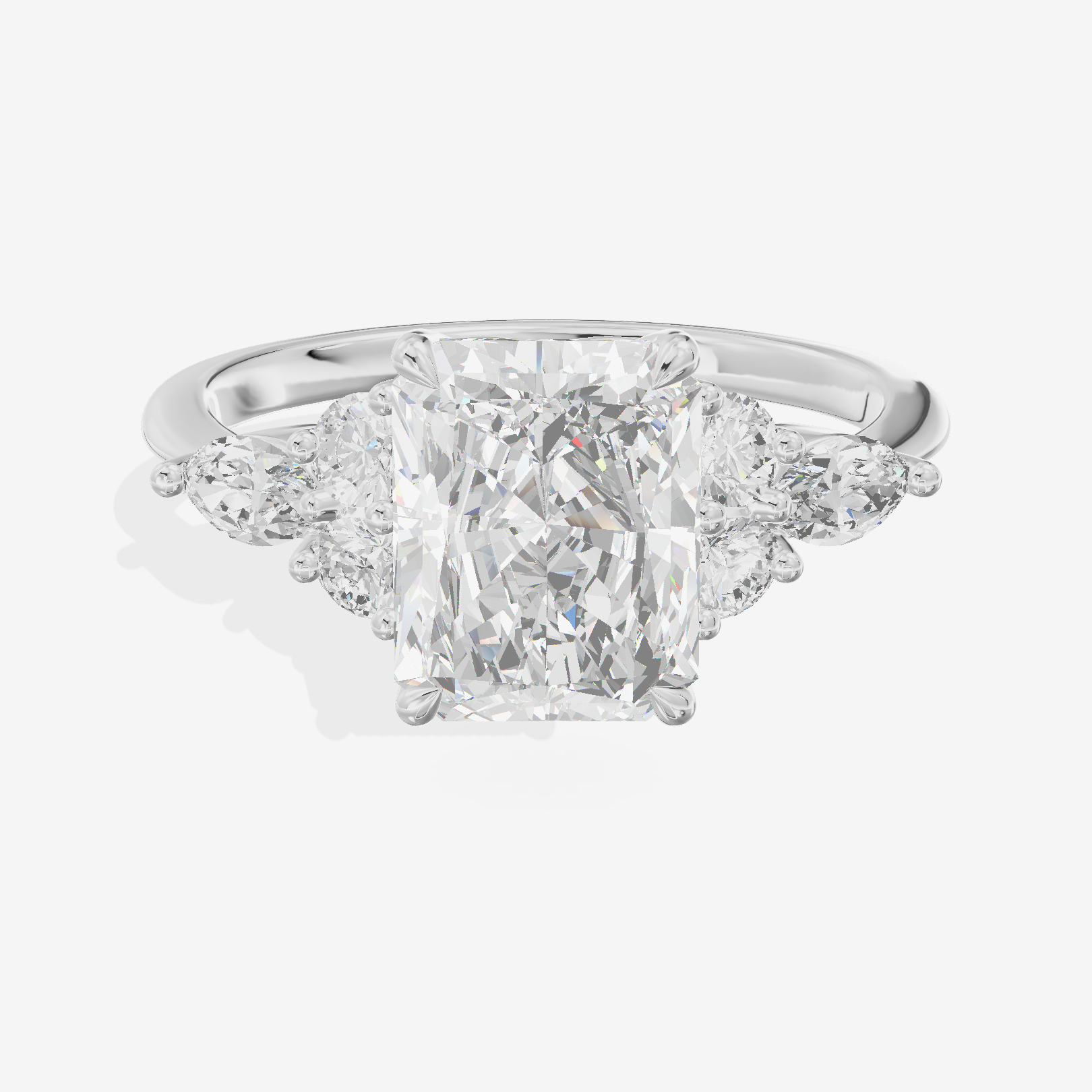 Petite Halcyon Radiant Engagement Ring with Side Stones (1/6 ct. tw.) in Platinum