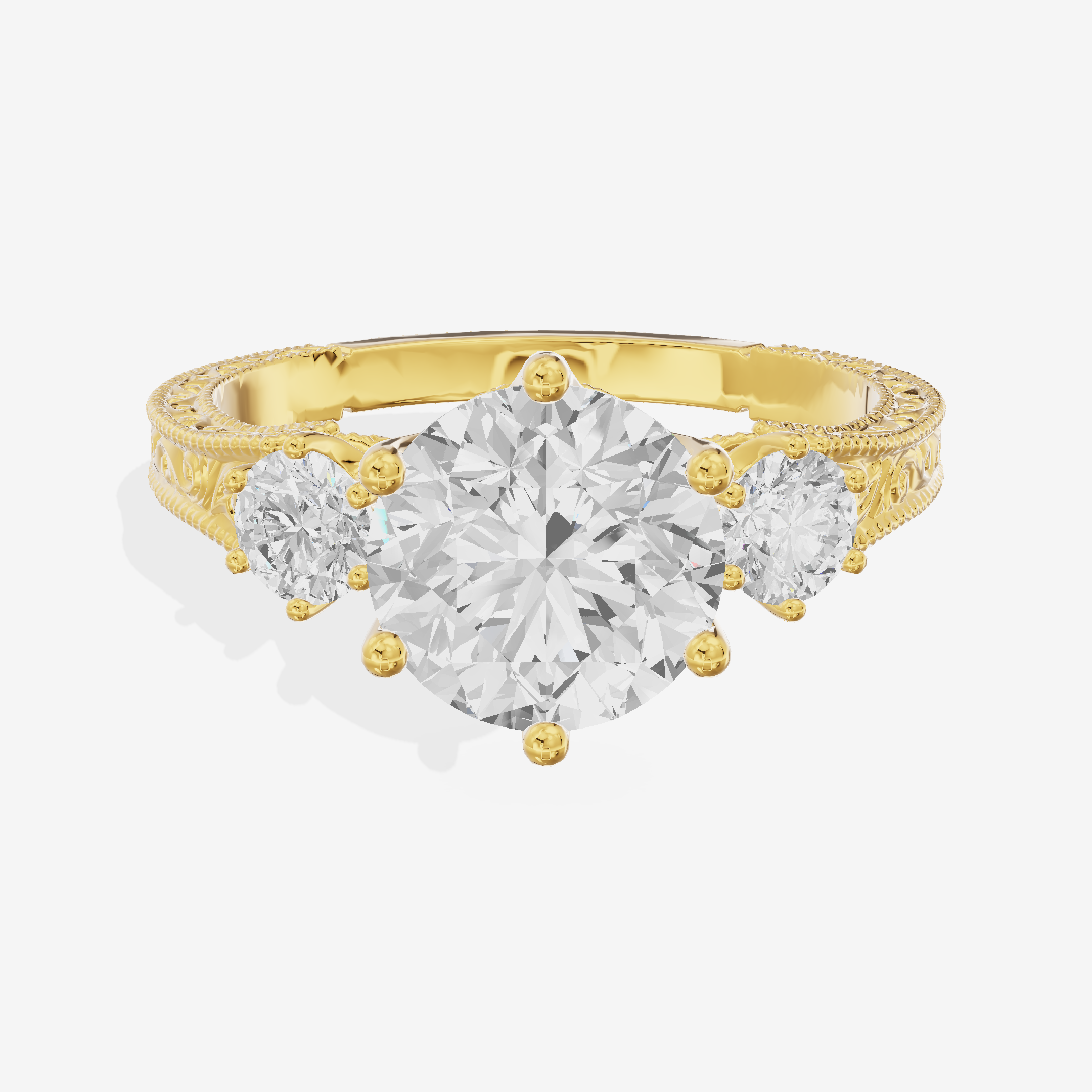 Lumera Three Stone Round Engagement Ring (1/3 ct. tw.) in 18K Yellow Gold