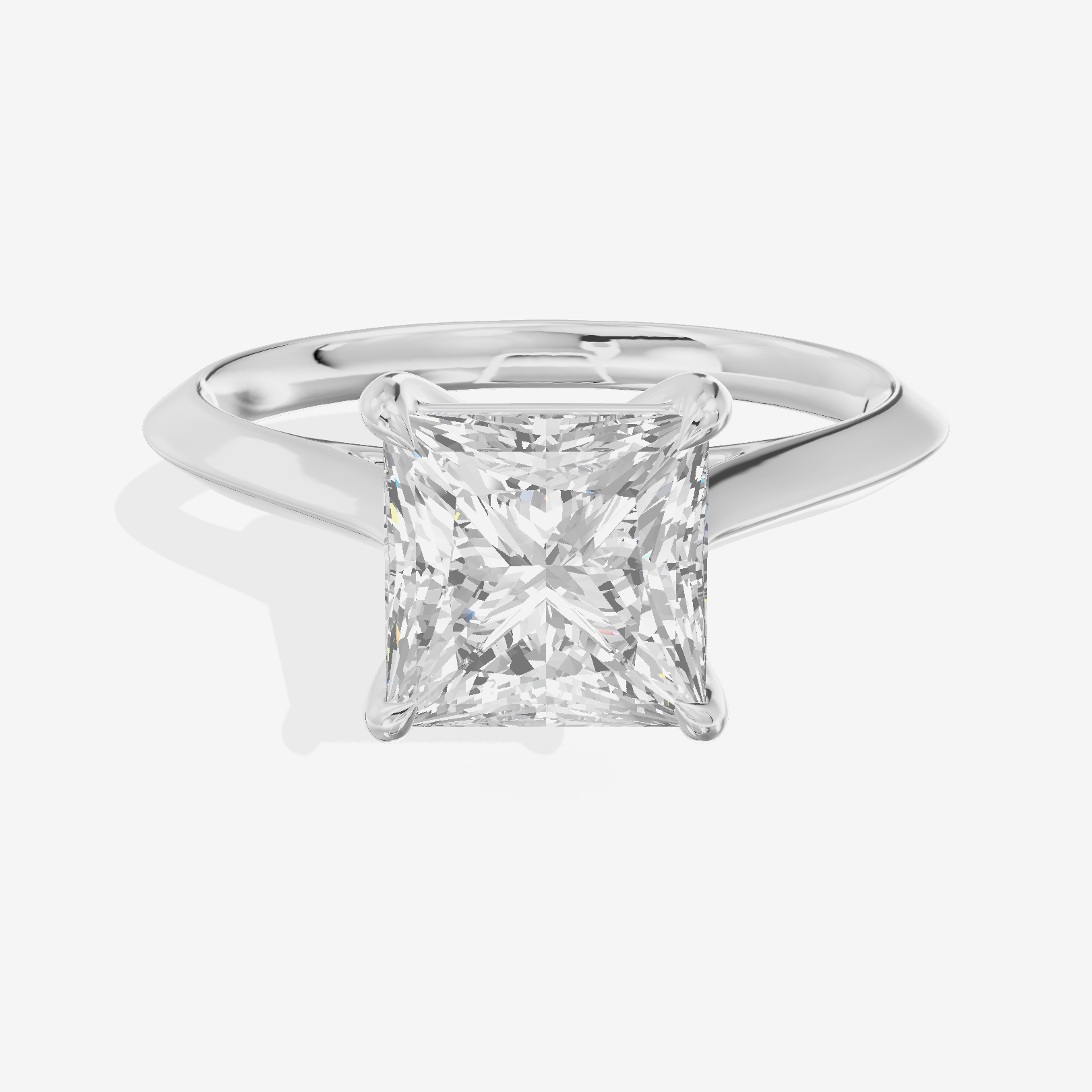 Belovae Solitaire 2mm Princess Engagement Ring in 14K White Gold