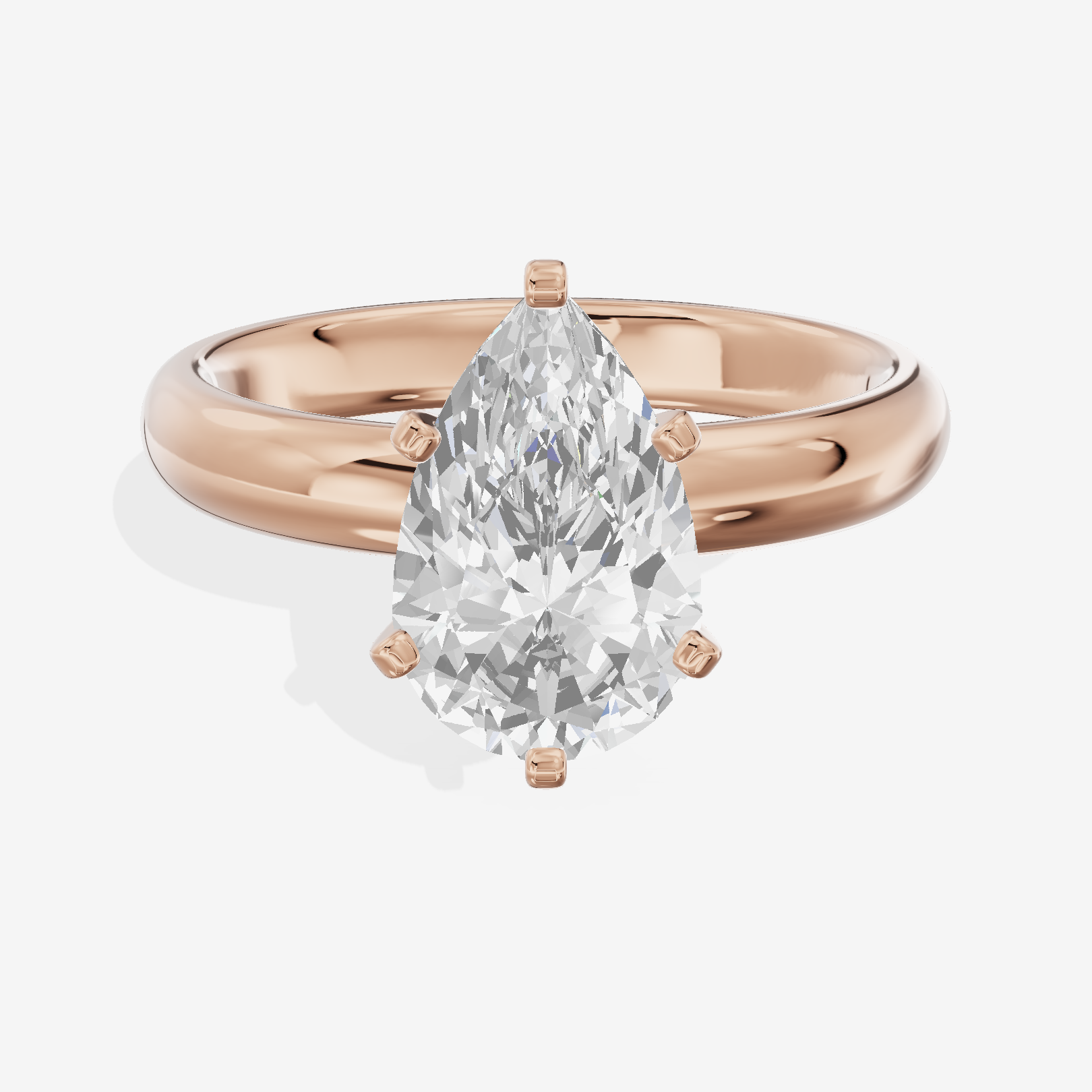 Sincere Trellis 3mm Pear Comfort Fit Engagement Ring in 14K Rose Gold