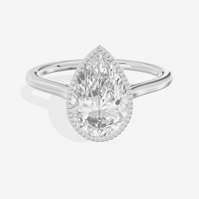 Modern Coeurine 1.5mm Pear Bezel Engagement Ring in 14K White Gold