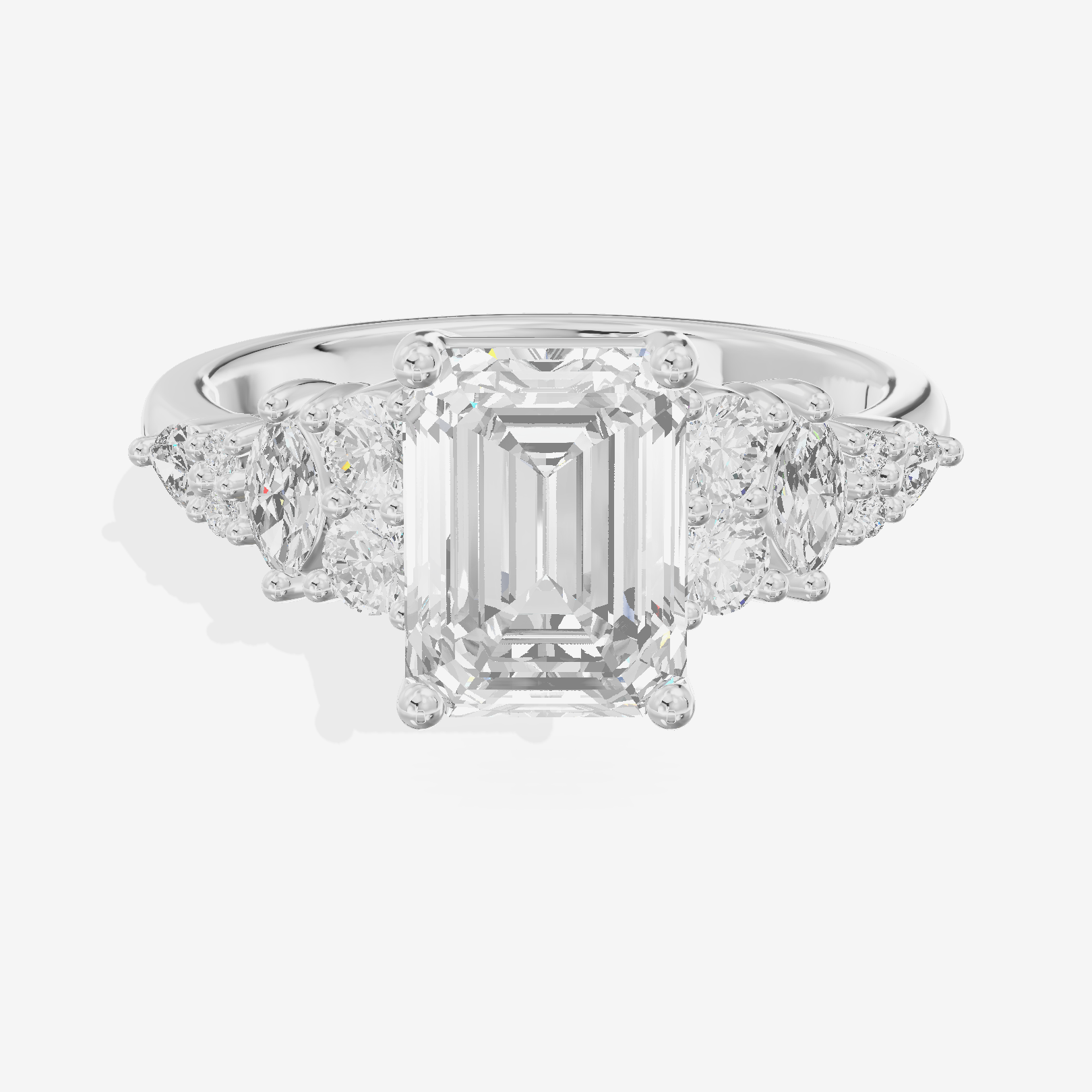 Modern Maia Emerald Engagement Ring with Side Stones (1/5 ct. tw.) in Platinum