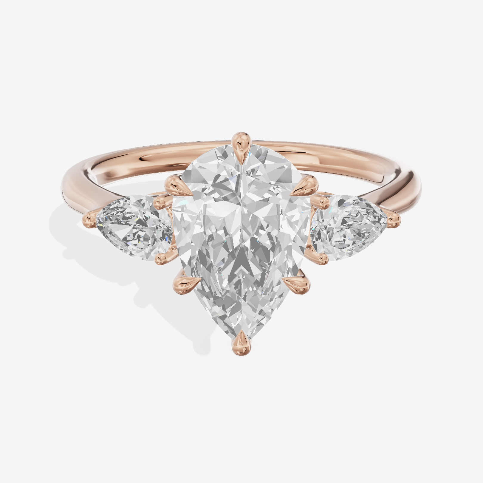 Grand Triade Pear Three Stone Engagement Ring (2/5 ct. tw.) in 14K Rose Gold