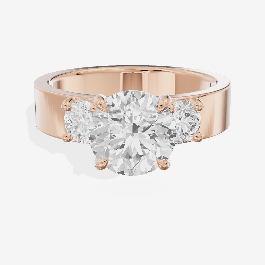 Royal Vowsae Three Stone Round Engagement Ring (1/2 ct. tw.) in 18K Rose Gold