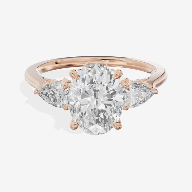 Modern Sincere Three Stone Oval Engagement Ring (1/2 ct. tw.) in 18K Rose Gold