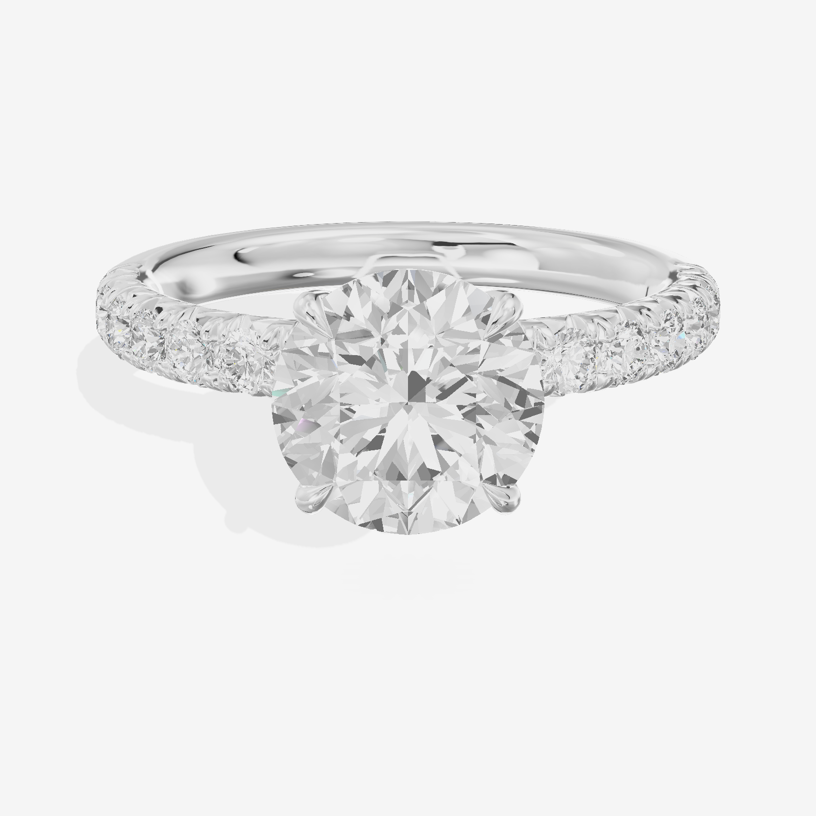 Lustrous Selenia Round Engagement Ring with Side Stones (1/4 ct. tw.) in 14K White Gold