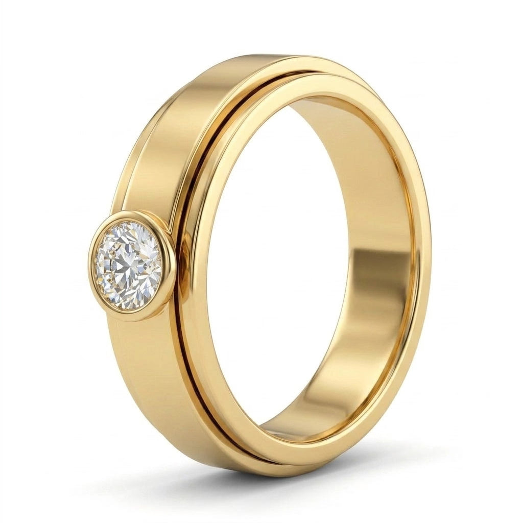 Low Profile Round Wedding Band (1/10 ct.) in 18K Yellow Gold