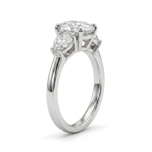 Three Stone Oval Engagement Ring (3.07 ct. tw.) in 18K White Gold