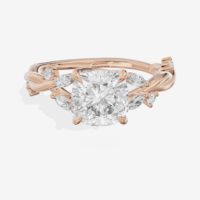 Twined Vowsae Cushion Twisted Engagement Ring (1/6 ct. tw.) in 14K Rose Gold