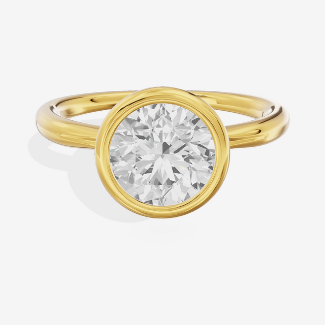 Coeurine Bezel 2mm Round Solitaire Engagement Ring in 14K Yellow Gold